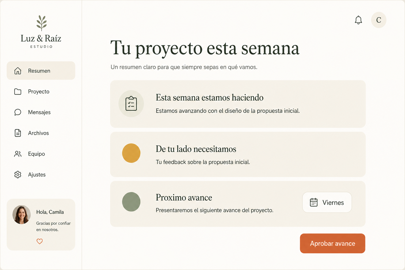 Lo que ve tu cliente: qué estamos haciendo, qué necesitamos de su lado y cuándo verá el próximo avance